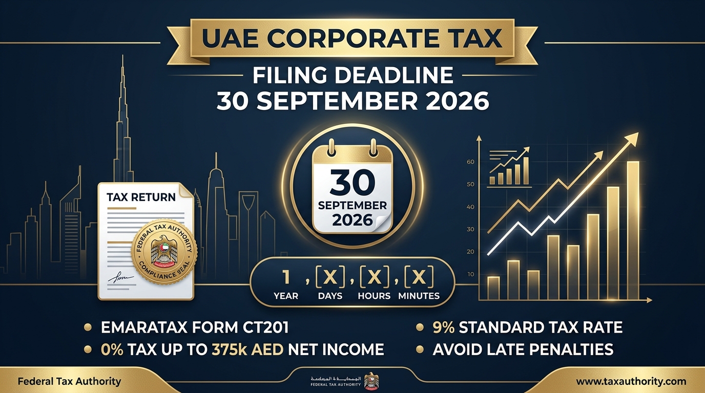 UAE Corporate Tax Filing Deadline 30 September 2026 Form CT201 Checklist and FTA Penalties